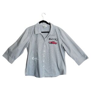 Las Olas Lost In The 50s Button Up Blouse 50s Car Cruise Appliqués XL